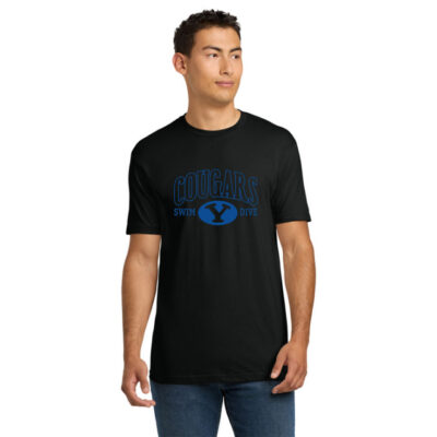 BYU Swim Next Level 6210 Black SS Tee With Name on the Back Cougars