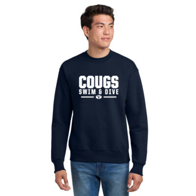 BYU Swim Next Level 9000 Navy Sweatshirt With name on the Back Cougs