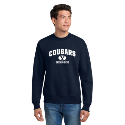BYU Swim Next Level 9000 Navy Sweatshirt With Name on the Back Cougars