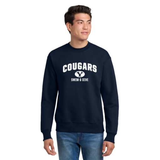 BYU Swim Next Level 9000 Navy Sweatshirt With Name on the Back Cougars