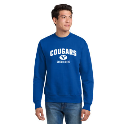 BYU Swim Next Level 9000 Royal Sweatshirt With Name on the Back Cougars