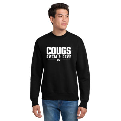BYU Swim Next Level 9000 Black Sweatshirt With Name on the Back Cougs