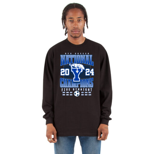 BYU Men's Soccer Black Adult Long Sleeve Tee