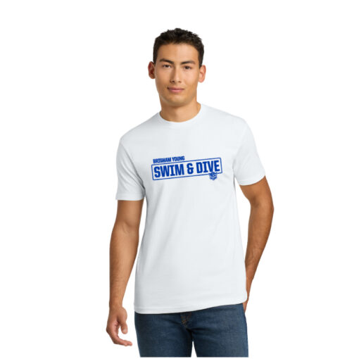 BYU Swim Next Level 6210 White SS Tee With Name on the Back Brigham Young