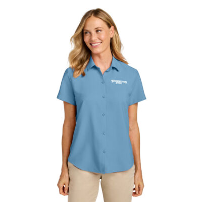 Thanksgiving Point LW963 Ladies UV Dockside Short Sleeve Carolina Blue