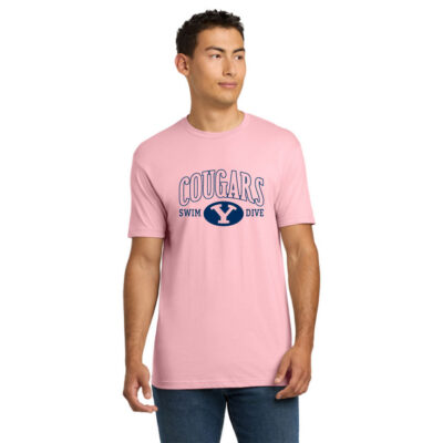BYU Swim Next Level 6210 Pink SS Tee Cougars With Name On The Back