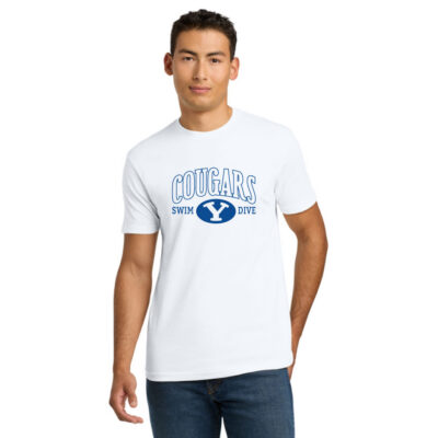 BYU Swim Next Level 6210 White SS Tee With Name on the Back Cougars