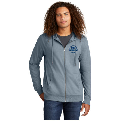 BYU Swim District DT573 Flint Blue Men's Zip Tee Hoodie bYu