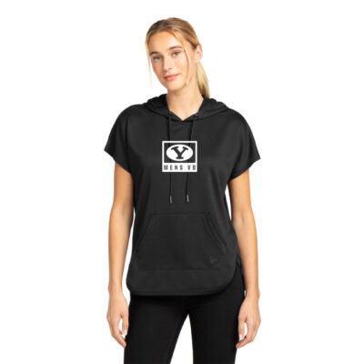 BYU MVB LNEA550 New Era Black Women's Short Sleeve Hoodie